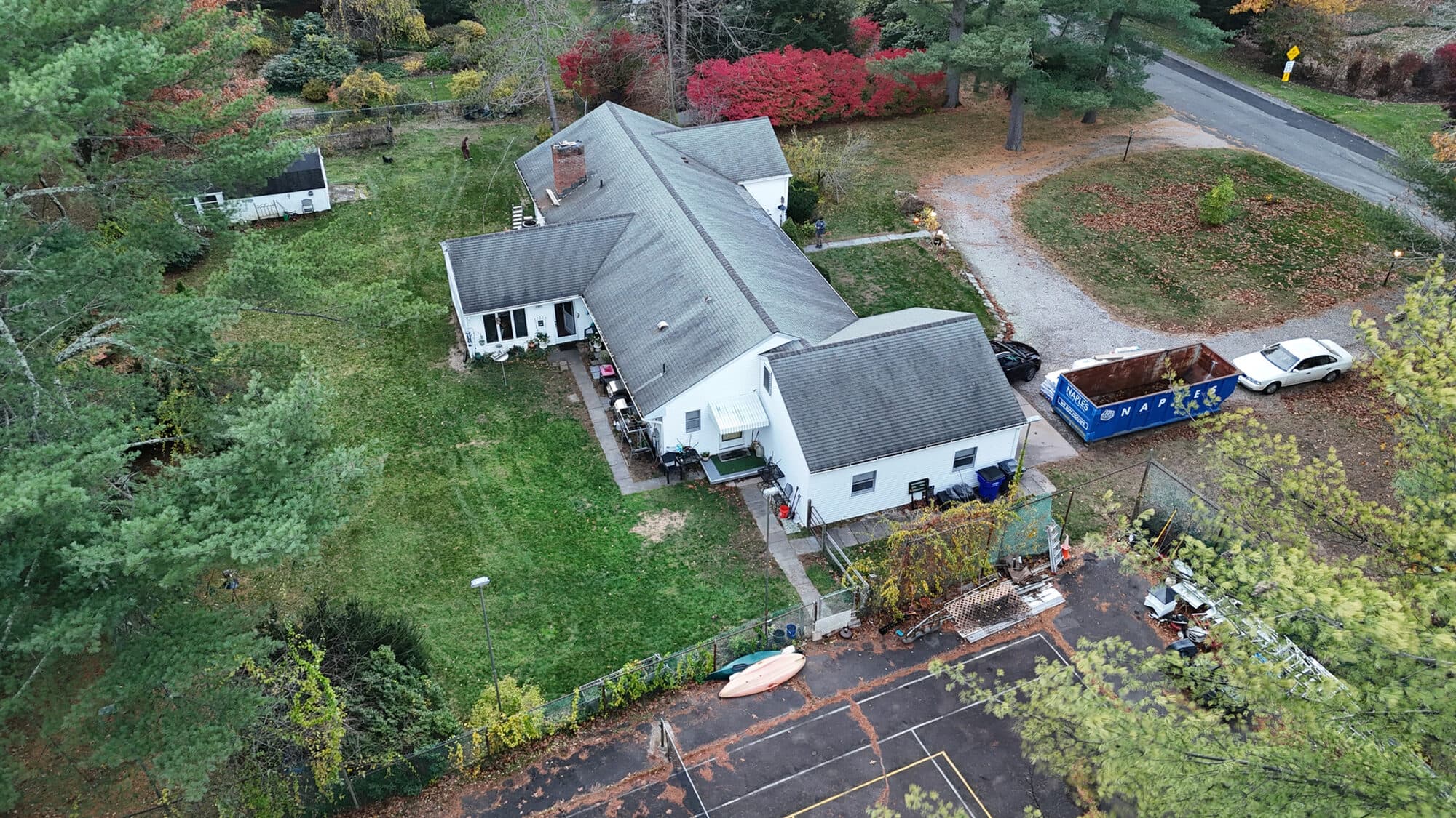 Aerial view of the front of a Connecticut home