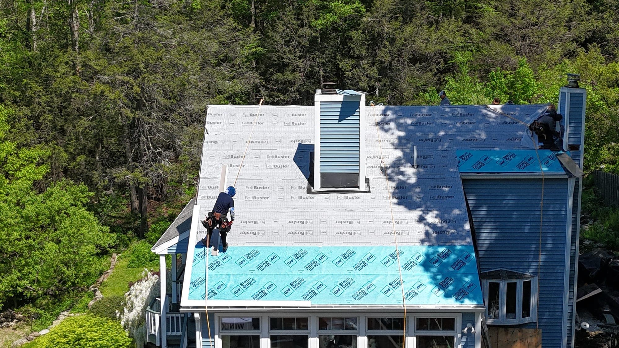 Roof underlayment, flashing, and deck work on a Central Connecticut home